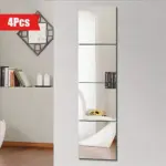 4pcs Self-Adhesive Acrylic Mirror Wall Stickers - Flexible, Non-Glass Decorative Tiles for Home & Wedding Decor