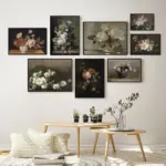 Vintage Flower Still Life Oil Painting on Canvas Farmhouse Gallery Wall Art Pictures Retro Posters and Prints Living Room Decor