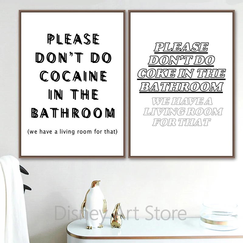 Bathroom Decor Posters Please Don't Do Coke In The Bathroom Quotes Canvas Painting Modern Funny Gift Sign Toilet Wall Art Print - Image 6