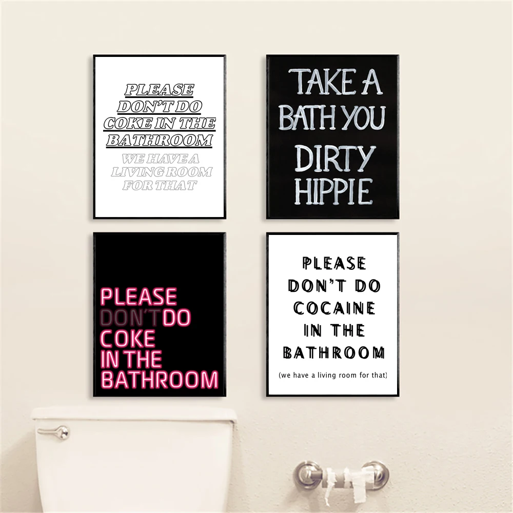 Bathroom Decor Posters Please Don't Do Coke In The Bathroom Quotes Canvas Painting Modern Funny Gift Sign Toilet Wall Art Print