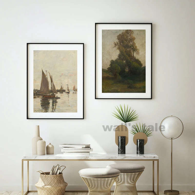 Neutral Art Farmhouse Wall Prints Sailboat Watercolor Painting Canvas Poster Rustic Botanical Gallery Wall Pictures Home Decor - Image 4
