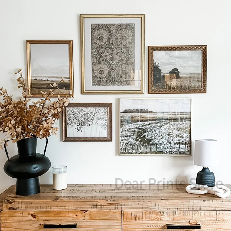 Summer Landscape Vintage Oil Painting Canvas Poster Spring Neutral Gallery Wall Art Print Retro Green Tone Farmhouse Wall Decor - Image 6