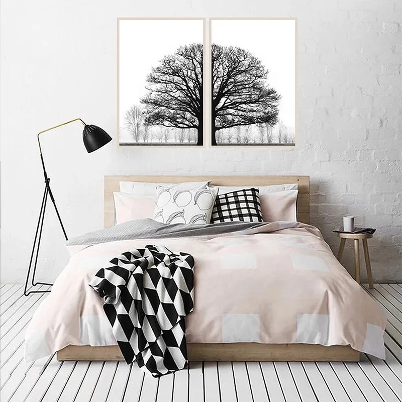 Black and White Winter Tree Wall Art Print Painting Plants Pictures Scandinavian Style Trees Posters Living Room Home Decor - Image 3