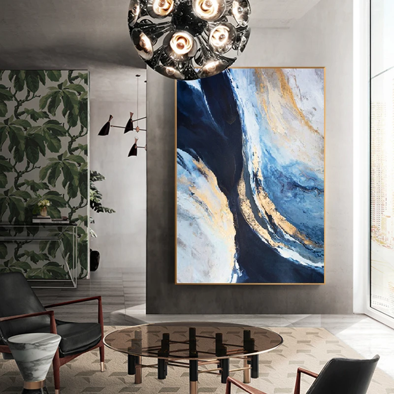 Nordic Abstract Modern Blue Atmospheric Oil Canvas Painting Posters and Prints Wall Art Cuadros for Living Room Home Decoration - Image 5