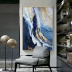 Nordic Abstract Modern Blue Atmospheric Oil Canvas Painting Posters and Prints Wall Art Cuadros for Living Room Home Decoration