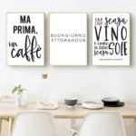 Italian Quotes Typography Prints Kitchen Wall Art Pictures Black White Painting Cafe Restaurant Canvas Poster Bedroom Home Decor