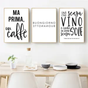 Italian Quotes Typography Prints Kitchen Wall Art Pictures Black White Painting Cafe Restaurant Canvas Poster Bedroom Home Decor