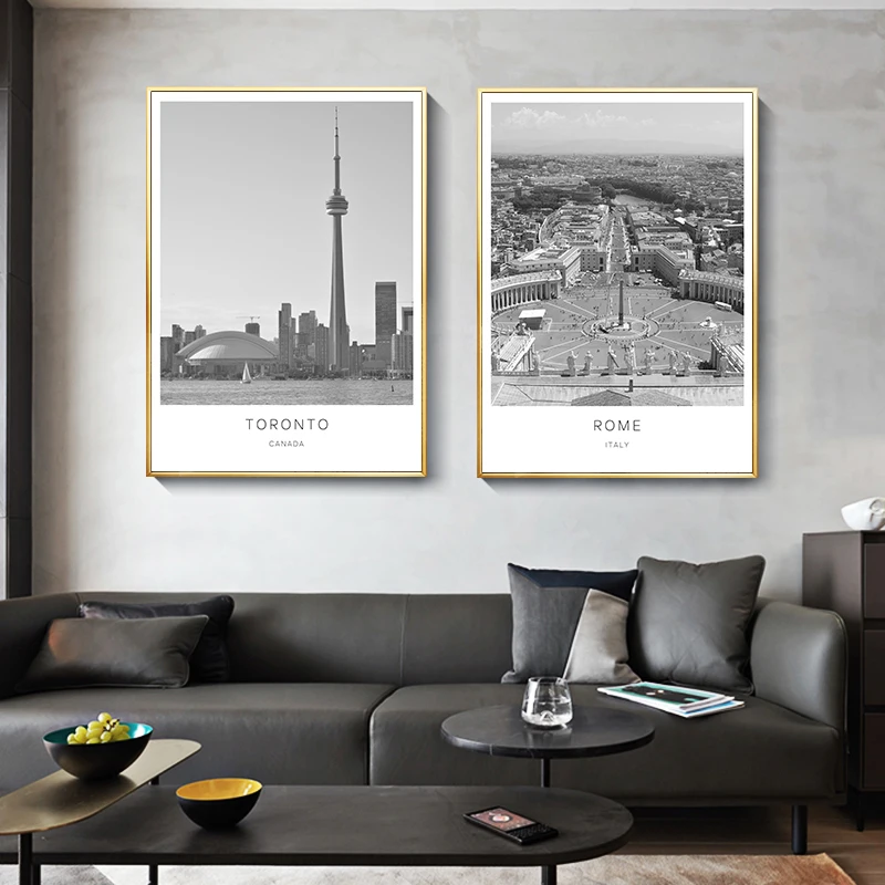 Black White Canvas Painting World City Landscape Paris London New York Poster Prints Nordic Style Wall Art Picture Home Decor - Image 3