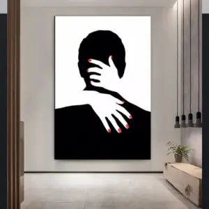Black and White Silhouette Lover Kiss Modern Canvas Painting Posters Prints Wall Art Picture Bedroom Aisle Home Decor Cuadros