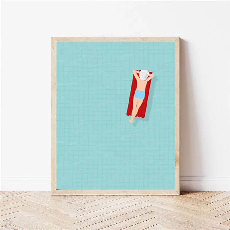 Summer Good Swimmer Canvas Painting Poster Abstract Nordic Wall Art Swimming Pool Prints Photos Picture for Living Room Decor - Image 3