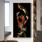 Golden Koi Fish Feng Shui Carp Pictures Canvas Painting,Wall Art For Living Room Modern Gallery Interior Home Decor NO FRAME