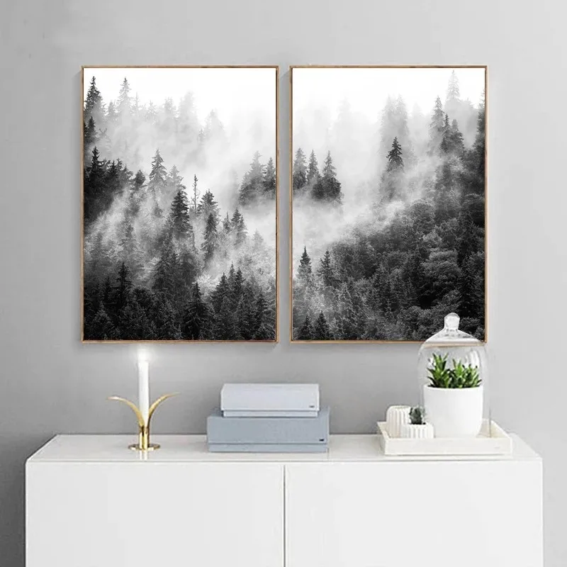 Black and White Winter Tree Wall Art Print Painting Plants Pictures Scandinavian Style Trees Posters Living Room Home Decor - Image 4