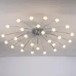 Modern Living Room Chandelier Led Lamp Glass Lampshade Light Fixtures Bedroom Kitchen Decor Home Lighting Chrome Metal Lustre G4