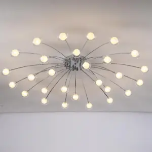 Modern Living Room Chandelier Led Lamp Glass Lampshade Light Fixtures Bedroom Kitchen Decor Home Lighting Chrome Metal Lustre G4
