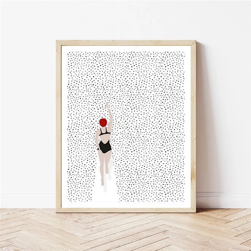 Summer Good Swimmer Canvas Painting Poster Abstract Nordic Wall Art Swimming Pool Prints Photos Picture for Living Room Decor - Image 4