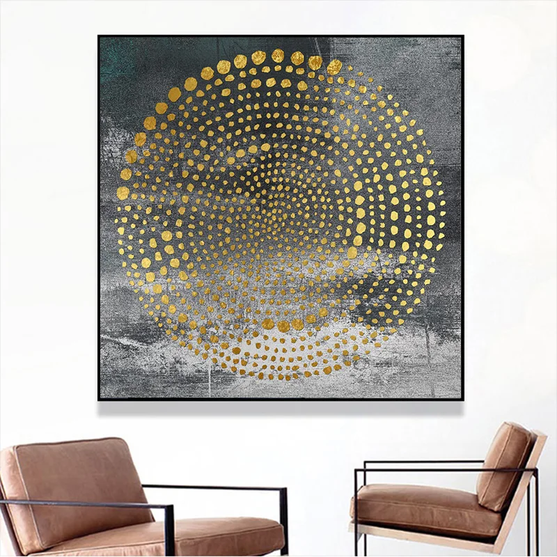 Poster Modern Wall Art Pictures Gold Foil Canvas Oil Paintings Printed Wall Pictures For Living Room Decor Abstract Art Cuadros - Image 6