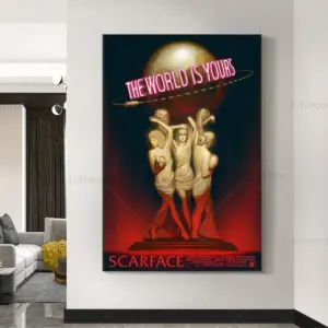 The World Is Yours Scarface Retro Trippy PSYCHEDELIC Oil Painting Posters And Prints On Canvas Wall Art Picture For Living Room