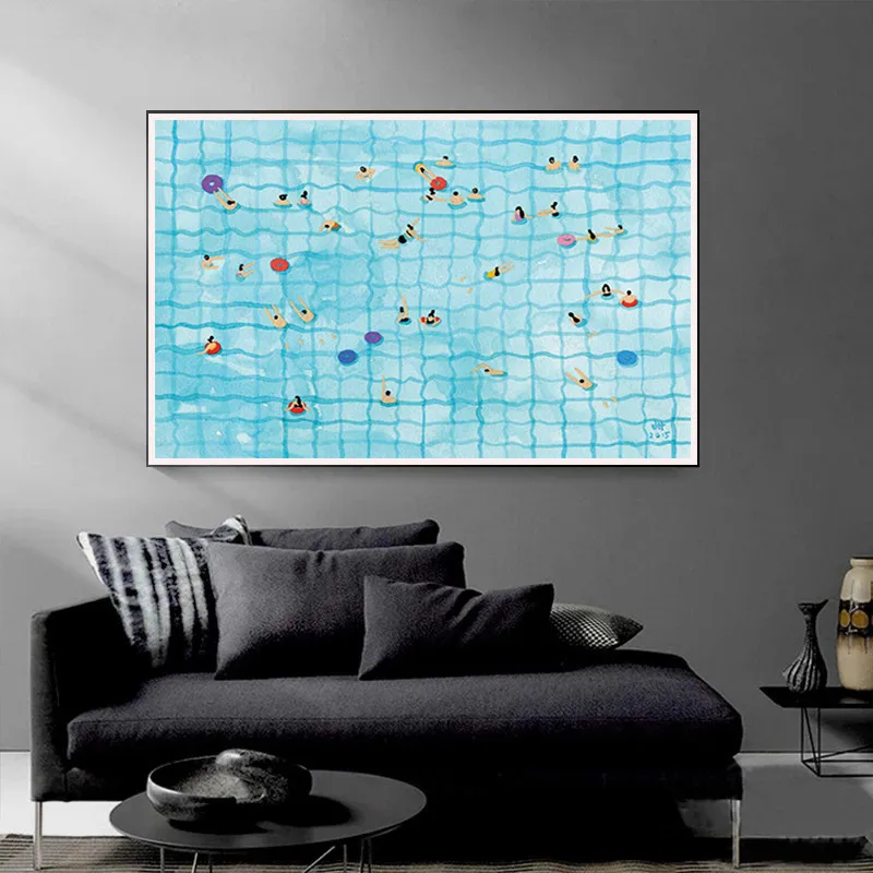 Summer Good Swimmer Canvas Painting Poster Abstract Nordic Wall Art Swimming Pool Prints Photos Picture for Living Room Decor - Image 2