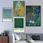Famous Gustav Klimt’s Canvas Painting Flowers and Landscapes Posters Prints Wall Art Pictures for Living Room Wall Decor Cuadros