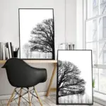 Black and White Winter Tree Wall Art Print Painting Plants Pictures Scandinavian Style Trees Posters Living Room Home Decor