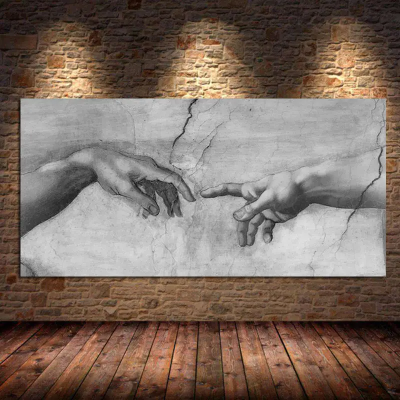 The Creation Of Adam by Michelangelo Famous Art Canvas Painting On the Wall Art Posters and Prints Hand to Hand Picture Unframed - Image 2