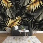 Custom Mural Wallpaper Nordic Hand-painted Tropical Plant Leaf Lines Wall Painting Living Room Bedroom Luxury Home Decor Fresco