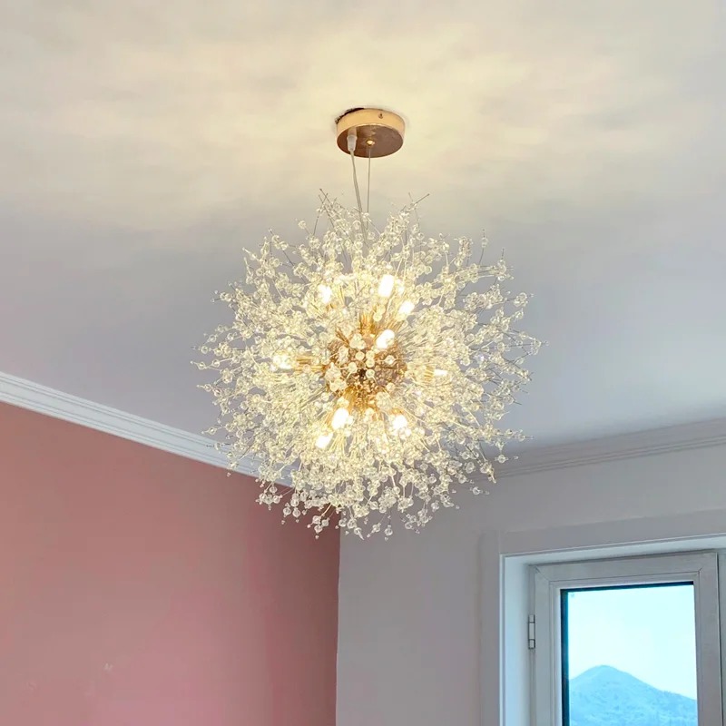 Net red chandelier modern minimalist clothing store crystal bedroom lamp dandelion light luxury living dining room lighting - Image 4