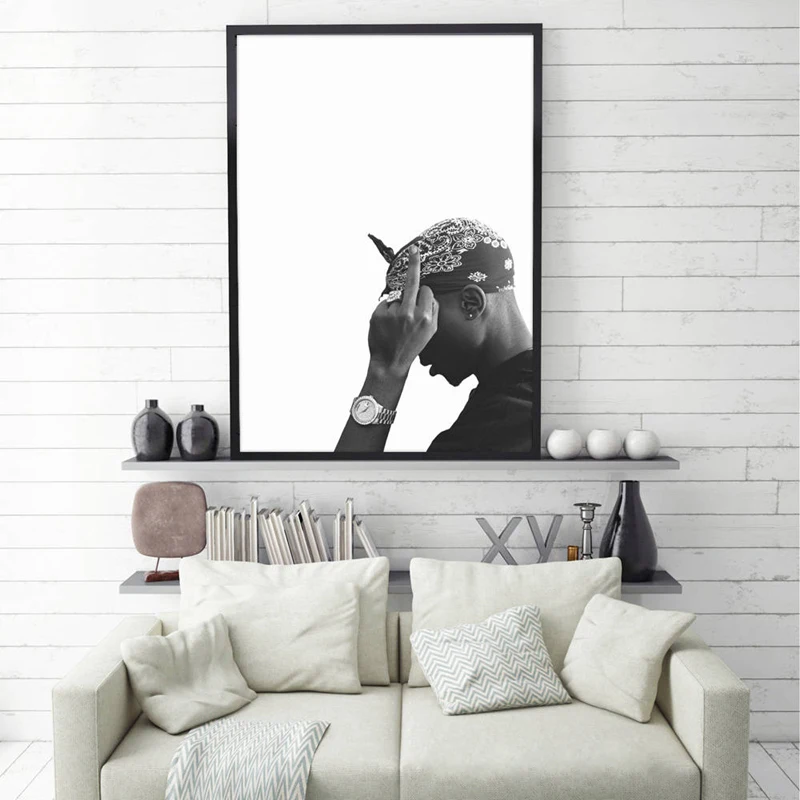 Tupac Shakur Black White Photography Canvas Art Prints Rap Poster Modern Hip Hop Music Lyrics Wall Pictures Living Room Decor - Image 3