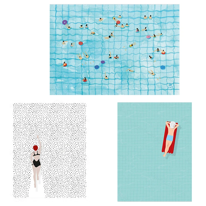 Summer Good Swimmer Canvas Painting Poster Abstract Nordic Wall Art Swimming Pool Prints Photos Picture for Living Room Decor - Image 5