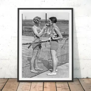 Tennis Poster Canvas Art Print Women Smoking Vintage Photography Painting Black and White Picture Home Girls Room Wall Art Decor