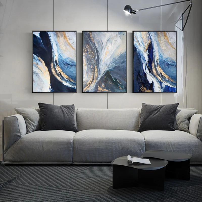 Nordic Abstract Modern Blue Atmospheric Oil Canvas Painting Posters and Prints Wall Art Cuadros for Living Room Home Decoration - Image 2