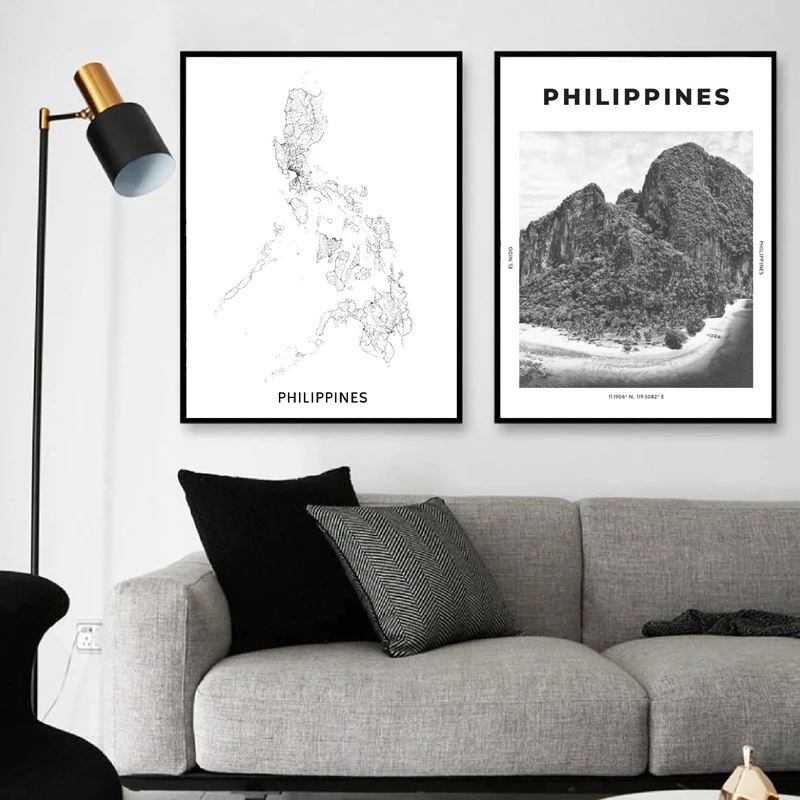 Philippines Map Poster Filipino Woman Print Asian Culture Wall Art Canvas Painting Philippines Sun Pictures Vintage Boho Decor - Image 3