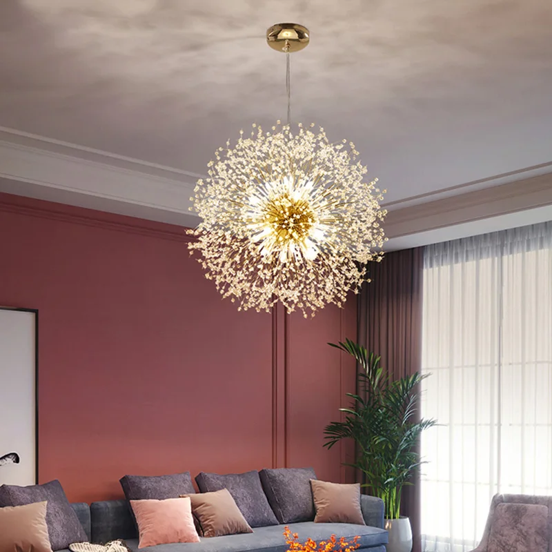 Net red chandelier modern minimalist clothing store crystal bedroom lamp dandelion light luxury living dining room lighting - Image 3