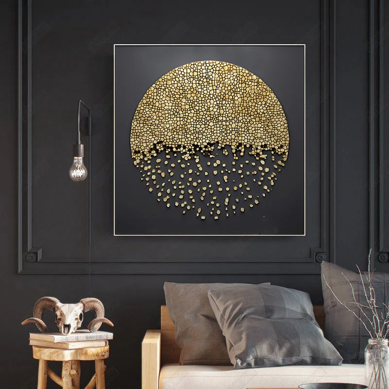 Poster Modern Wall Art Pictures Gold Foil Canvas Oil Paintings Printed Wall Pictures For Living Room Decor Abstract Art Cuadros - Image 2