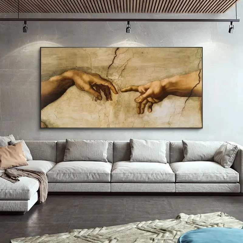 The Creation Of Adam by Michelangelo Famous Art Canvas Painting On the Wall Art Posters and Prints Hand to Hand Picture Unframed - Image 5