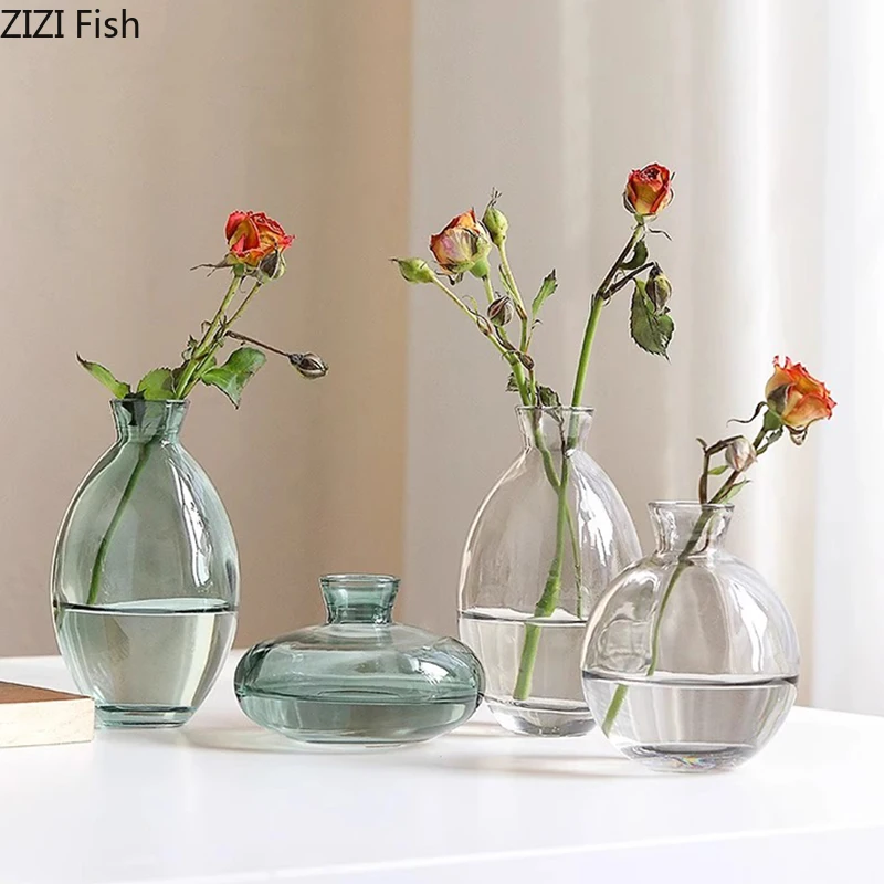 Minimalist Transparent Glass Vase Lovely Small Plant Pots Table Decoration Flower Arrangement Floral Vases Room Aesthetic Decor - Image 2