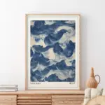 Japanese Retro Blue Wave Abstract Canvas Print Poster Modern Minimalist Art Prints Home Decor Wall Art Poster Gifts-unframed