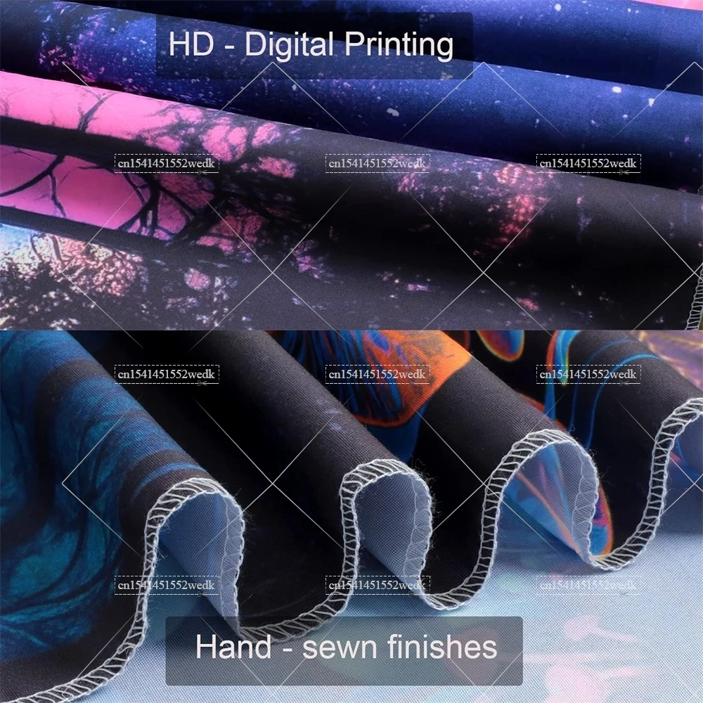 Mushroom Forest Blacklight Tapestry UV Reactive Glowing Plant Landscape Black Light Tapestrys Aesthetic Wall Art Neon Backdrops - Image 4