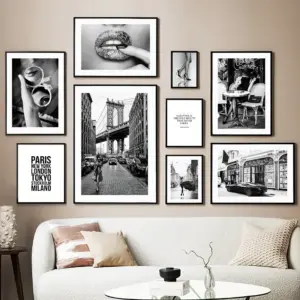 Black White Landscape Wall Art Mural Canvas Painting Fashion High Heel Girl Paris Towel Posters Print Pictures Living Room Decor