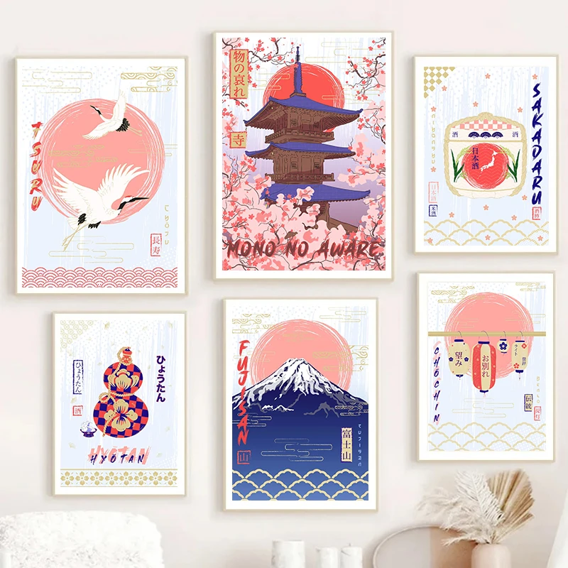 Japanese Cultural Landscape Canvas Poster Fujisan Kanagawa Animal Ramen Food Wall Art Prints for Modern Living Room Home Decor - Image 2