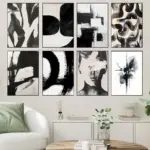 1pc Simple Style T-Textured Abstract Painting Black And White Canvas Painting Print Art Wall Decor