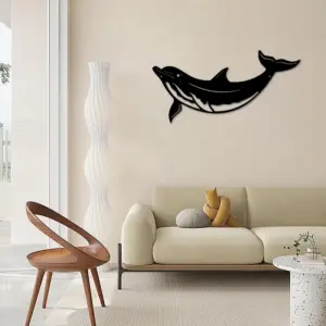 The Dolphin Metal Hanging Wall Art Sculpture Sign Outdoor Decor for Living Room Bathroom Kitchen Ourdoor Metal Wall Art Decor