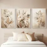 3 Frameless Modern Gorgeous Floral Canvas Art Prints,Plant Landscape Painting Posters,for Family Living Room,Bedroom Wall Decor
