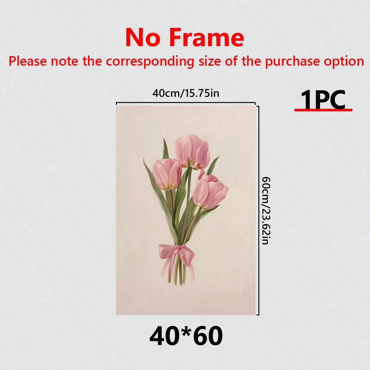 Pink Tulip Floral Wall Art Canvas with Frame, Minimalist Flower Painting for Living Room Bedroom Home Decor Modern Nordic Style - Image 6