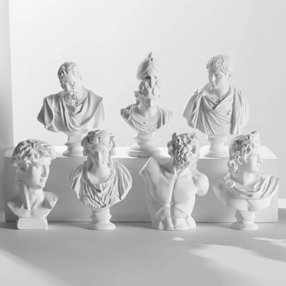 New Mini Figurine Plaster Statue Greek Mythology Celebrities Famous Sculpture Drawing Practice Gypsum Bust Portraits Home Decor