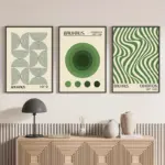 3pcs Bauhaus Geometric Wall Art Prints, Minimalist Modern Posters, Mid-Century Artwork for Home Decor, Unframed Canvas Art Set