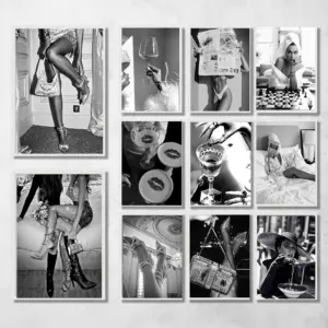 Modern Fashion Black and White High Heels Art Photography Poster Canvas Printing Mall Lounge Home Room Wall Decoration