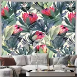 Bohemian Tapestry Nature Floral Wall HangingBotanical Wall ArtLarge TapestryRoom DecorAesthetic RoomForest TapestryGreenery Wall