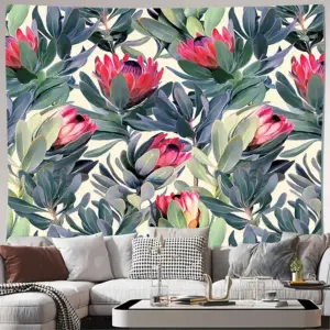 Bohemian Tapestry Nature Floral Wall HangingBotanical Wall ArtLarge TapestryRoom DecorAesthetic RoomForest TapestryGreenery Wall