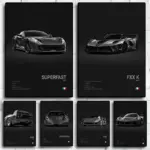 Pop Black and White Italy Cars Luxury Super Sport Car Poster Aesthetic F40 GTO GTB Canvas Print for Wall Art Garage Room Decor